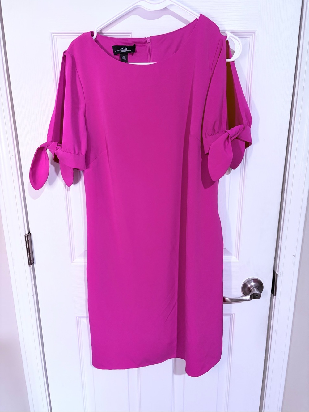 AGB Bright Fuchsia Tie-Sleeve Midi Dress
